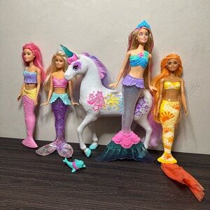 Barbie Dreamtopia Mermaid Unicorn Dolphin Doll Lot Bundle